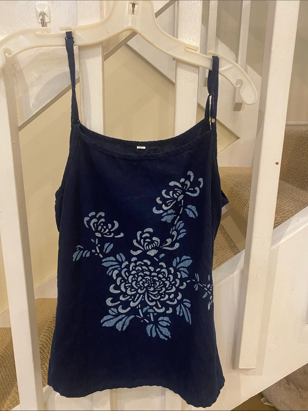 Indigo blue batik cotton tank top girls XL or Women’s XS